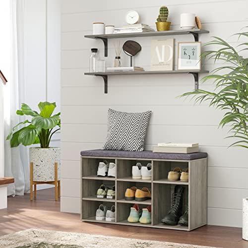 DINZI LVJ Long Wall Shelves, 39.4Inch Wooden Wall Mounted Shelves, Set of 2