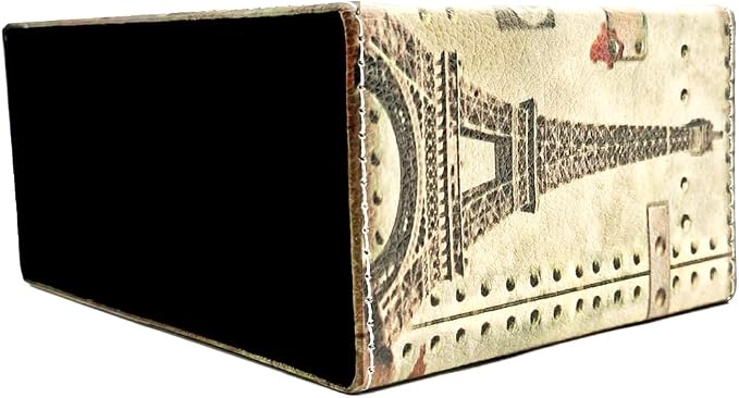 Pen Holder, Rectangle Vintage Pencil Holder with 2 Compartments, PU Leather Art Remote Control Holder Organizer Storage for Desk Accessory (1889 Tower)