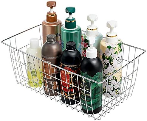 SANNO Farmhouse Freezer Bastets Organizer Bin Large Metal Wire Food Storage Organizer Bin Basket - for Kitchen Cabinets,