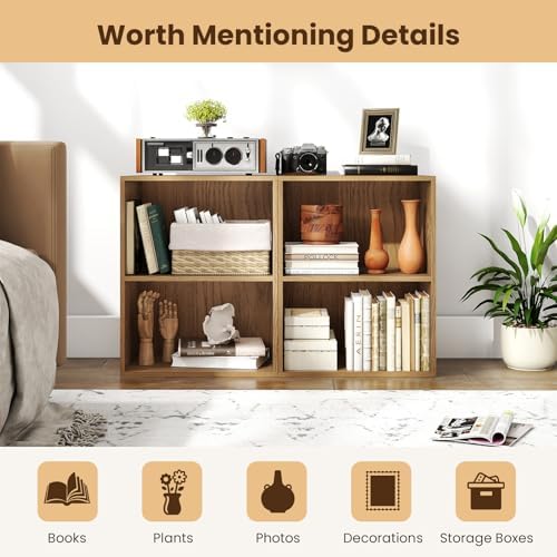 Giantex 2-Cube Bookshelf, 2-Layer Storage Shelf Bookcase w/Large-Capacity Open Storage Space for Living Room Bedroom Stu