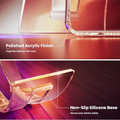 Acrylic Vertical Laptop Stand for Desk,Acrylic Invisible Desktop Notebook Dock,Vertical Laptop Holder Space-Saving Organ