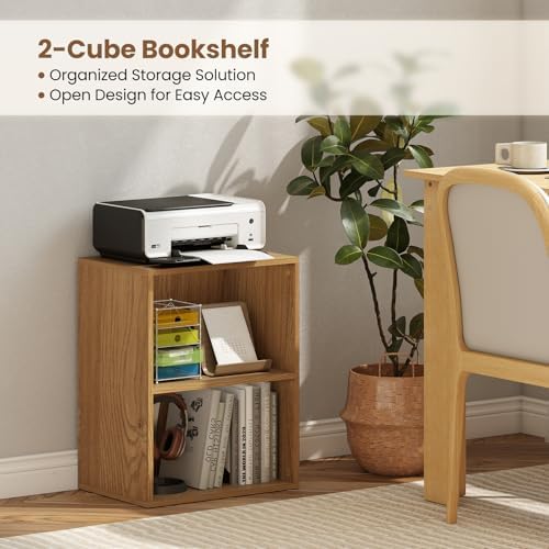 Tangkula 2-Cube Bookcase, Floor Standing Open Bookshelf, 5-Position Adjustable Shelf, Modern Display Shelf, Anti-Topplin