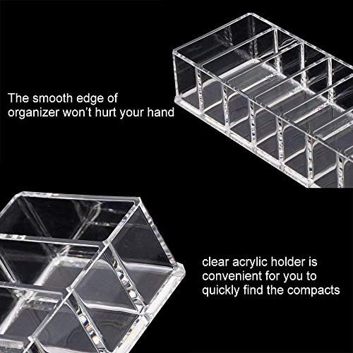 Clear Acrylic Compact Makeup Organizer 2 Pack 8 Compartments