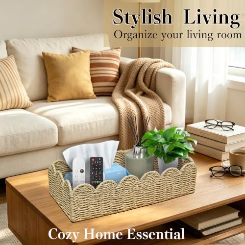 Upgraded Scalloped Toilet Paper Storage Basket for Home Decor