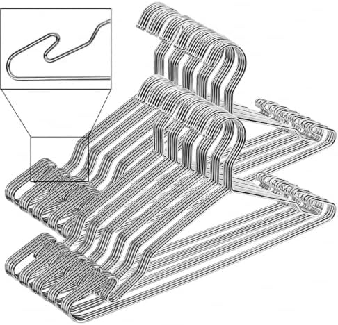 Chrome Metal Hangers, Heavy Duty Clothes Hangers with Non-Slip Grooves, Slim Space Saving Coat Hangers - 40 Pack Chrome
