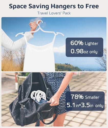 20 Pcs Travel Hangers, Cruise Ship Essentials Foldable Hangers Plastic Travel Essentials, Portable Cruises Must Haves 2026 for Suitcase, RV Camping Airplane Europe Vacation Essential, White