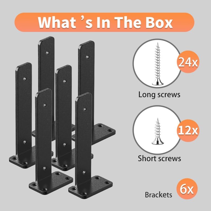 Black Heavy Duty Iron Shelf Brackets,4 inch,Floating Brackets Upgraded, Heavy Duty Iron Shelf Brackets, Industrial Moder