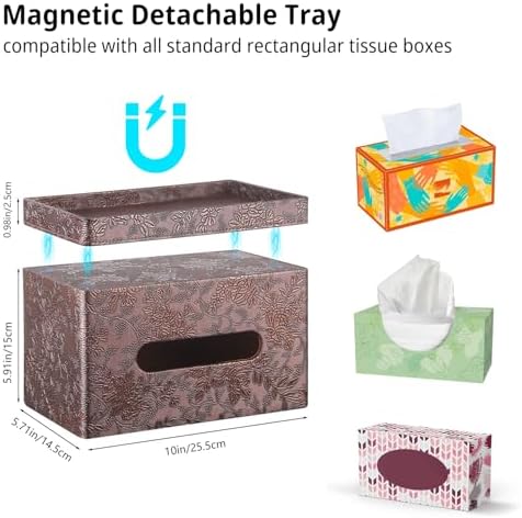 Extra Large Tissue Box Cover with Storage Tray,Rectangle Tissue Box Holder