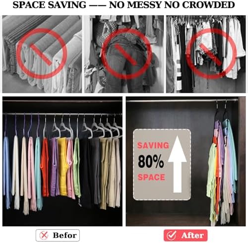 Closet Organizers and Storage, 2 Pack Pants-Hanger-Space-Saving