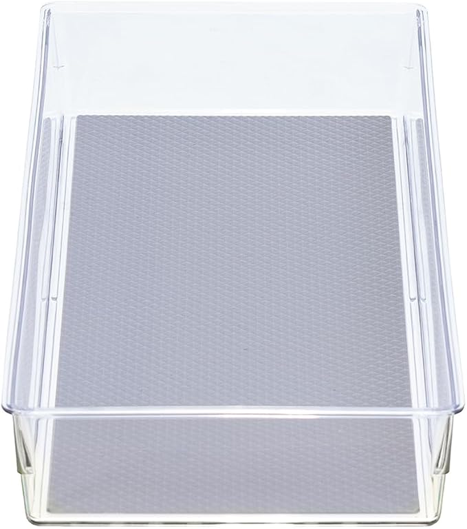 Glad Drawer Organizer Bin, 15x6 - Heavy Duty Clear Plastic Storage Tray for Junk Drawers, Kitchen Utensils, Bathroom Vanity, and Organizing Pantry - BPA Free, Food Safe, Non Slip