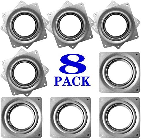8Pack Lazy Susan Hardware, 4INCH Square Rotating Bearing Plate, 300lbs Capacity Lazy Susan Turntable Bearing for for Ser
