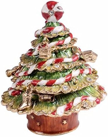 Christmas Ornament Trinket Box Jewelry Box Hand Painted Decorative Box with Hinged Lid Ring Earring Holder Holiday Figurine Collectible
