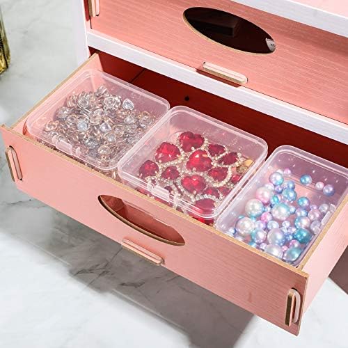 Jetec 18 Pieces Small Clear Plastic Storage Box, 2.1 x 2.1 x 0.8 Inch