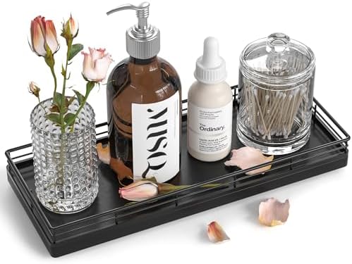 Bathroom Tray for Counter, Oak Wood 11" L Small Vanity Tray for Dresser Tops Perfume Jewelry Makeup Candle Soap Sponge H