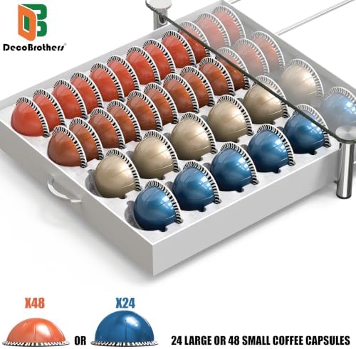 Deco Brothers Tempered Glass Vertuo Pod Holder, Fits 24 Large/48 Small Pods
