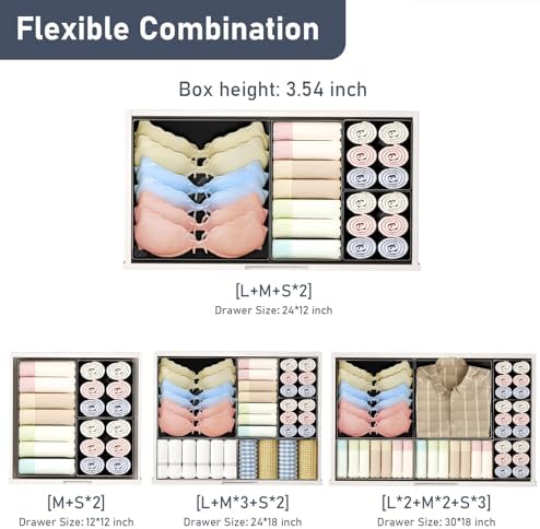 DIMJ Drawer Organizer Clothes Storage - 28 Pack Baby Dresser Organizer for Nursery, Foldable Closet Drawer Organizer Bins for Bedroom Organization, Fabric Storage Dividers for Socks, Underwears, Bras