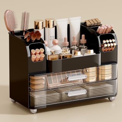 UFORU Makeup Organizer Countertop with 2 Large Drawers for Vanity Bathroom