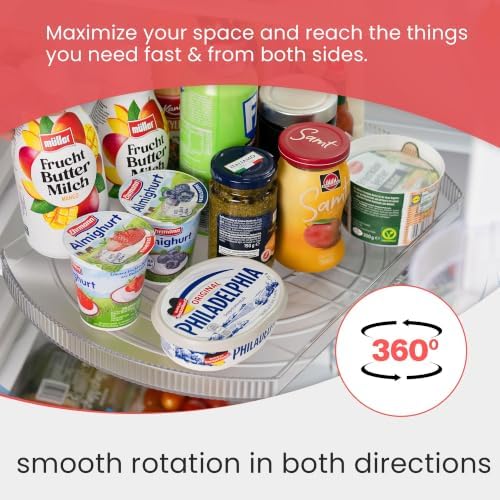 Lazy Susan for Refrigerator - 360° Turntable Refrigerator Organizer and Storage Tray for Fridge, Cabinet & Pantry - Rect