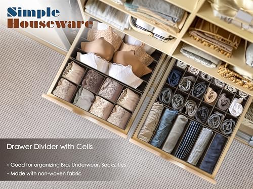 Simple Houseware 4-Pack Drawer Organizer Set for Underwear/Socks/Bra, Brown