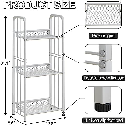 Bookshelf Storage Shelf Small Bookcase Freestanding Storage Stand for Living Room, Bedroom, Kitchen Rust Resistance, Eas