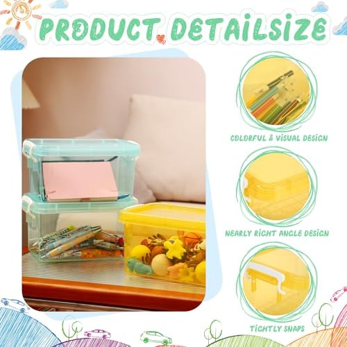 Wenqik 6 Pack Colorful Plastic Storage Bins with Lids, Cute Color