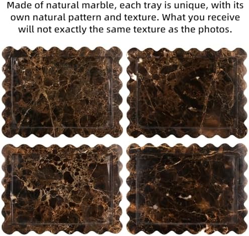 Scalloped Marble Decorative Tray, Light Emperador, 10.8 * 8