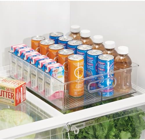 iDesign Divided Pantry Bin with Handle, Clear