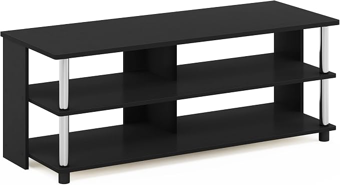 Furinno Turn-N-Tube Shoe Rack, 3-Tier Shoe Organizer, Compact Shoe Storage with Open Shelves and Stainless Steel Tubes, 15.5 x 41.1 x 15.8, for Closet Entryway, Office, Garage, Americano