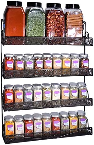 AMT 4 Tier Nail Rack, Pack Metal Wall Mount Organizer, Essential Oils Organizer, Pantry Cabinet Door Shelf Storage. Hang