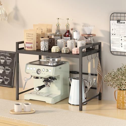 DOLALIKE Microwave Oven Rack, Expandable Microwave Stand Countertop Kitchen Utensils Tableware Storage, Carbon Steel Ove