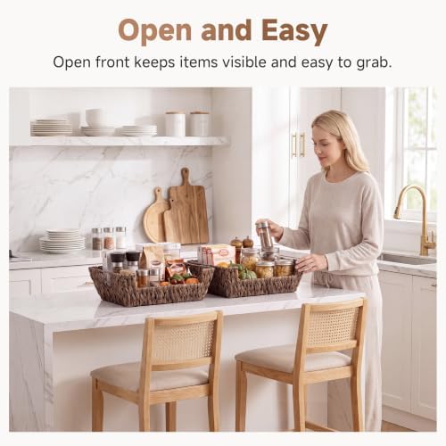 StorageWorks Pantry Baskets for Organizing, Storage Baskets, Water Hyacinth