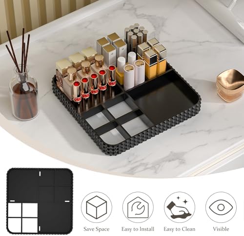 Rotating Makeup Organizer with Makeup Brush Holder,Large Capacity Perfume Organizer for Vanity Countertop,Acrylic Skinca