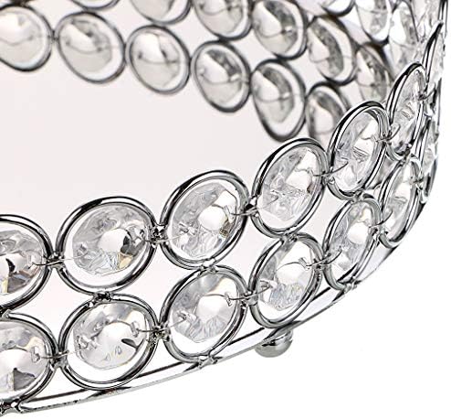 Hipiwe Crystal Make up Tray, Mirror Perfume Tray Bathroom Storage Trays Jewelry Trinket Trays Vanity Cosmetic Organizer 