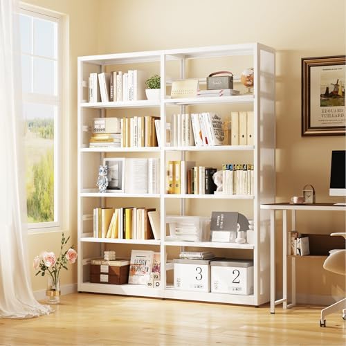 SteeLoong 5 Tier Bookshelf -Metal Bookcase with 4 Adjustable Shelves
