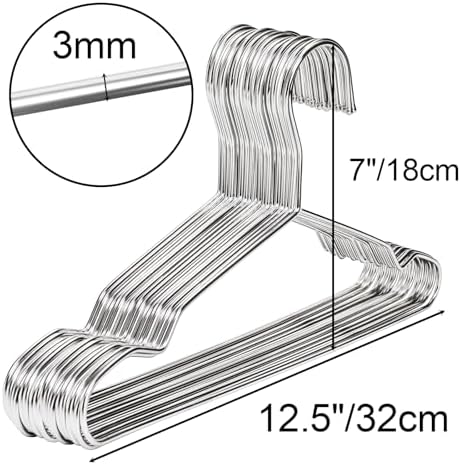 Tosnail 50 Pack Stainless Steel Small Kids Hangers, Heavy Duty Children's Clothes Hangers, Strong Wire Metal Hangers for Closet Organizer - 12.5"/32cm