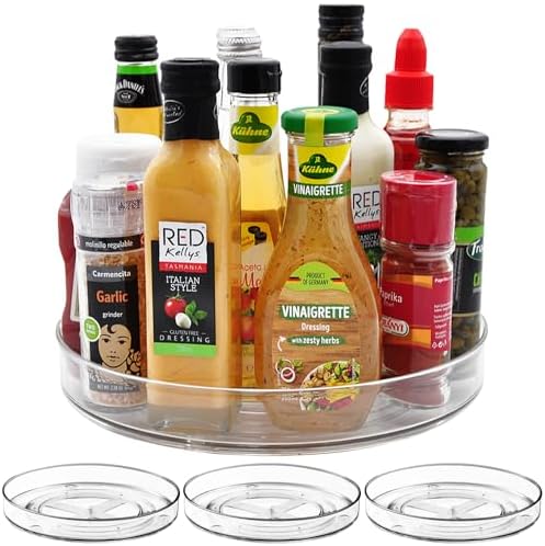 Amolliar Lazy Susan Organizer, 11" 4 Pack, Turntable Organizer for Cabinet