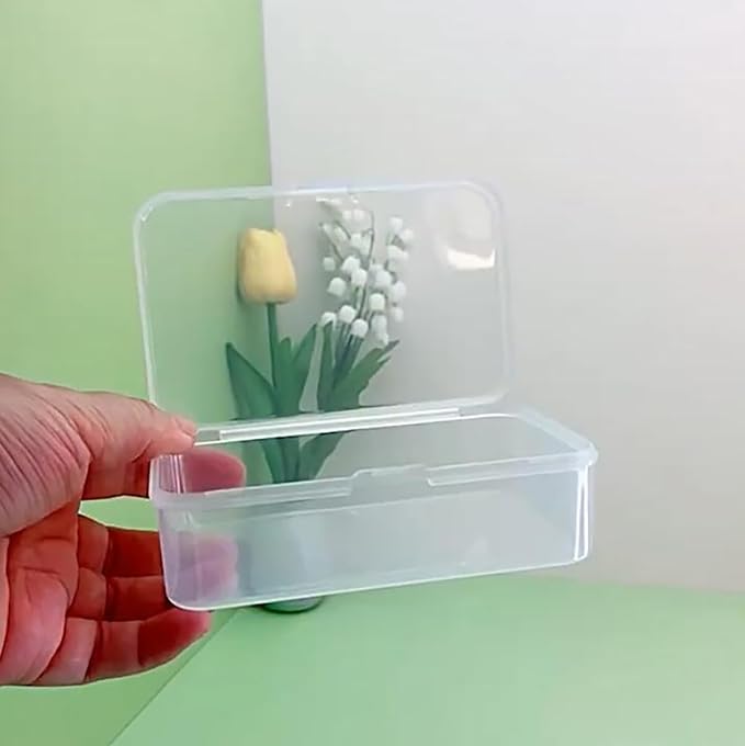12 pcs Clear Plastic Box Containers (4.65" x 2.84" x 1.38 inch), Organizer Storage Box for Small items, Rectangular Storage Containers, Small Bead Organizer