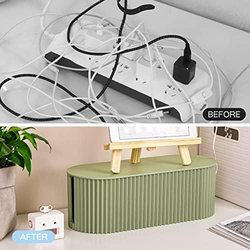 FABROK Cable Management Box, Cord Organizer Box, Small, Green
