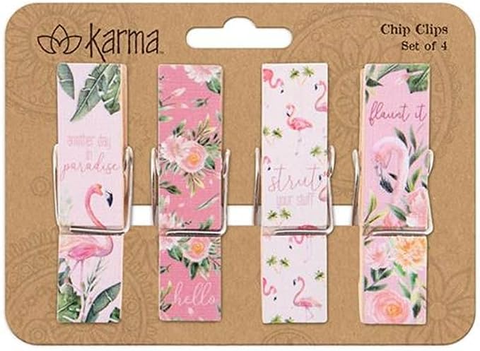 Karma Chip Clips - Bag Clips - Potato Chip Bag Clips - Colorful and Fun Bag Clips for Food and Storage - One Size - Flamingo