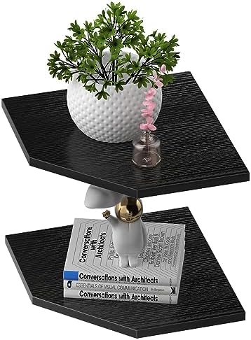 JJL Corner Wall Shelf, Set of 2 Floating Corner Shelf for Wall Storage,Easy-to-Assemble,Wall Mount Corner Shelves for Te