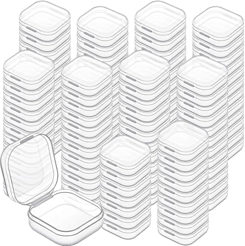 Jetec 120 Pieces Small Clear Plastic Storage Box, 1.4 x 1.4 x 0.7 Inch