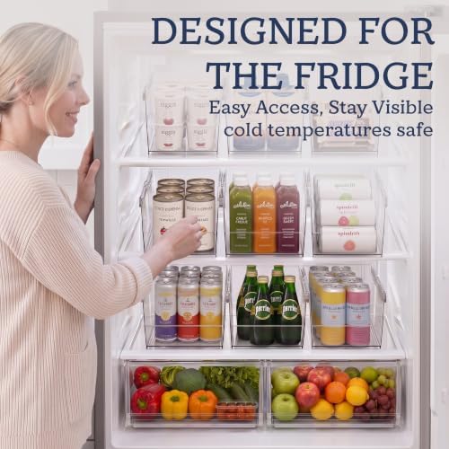 HOMESTEAD Set of 4 Stackable Storage Bins, 2 Large + 2 Small Clear Plastic Organizer Bins, Open Front Design for Kitchen