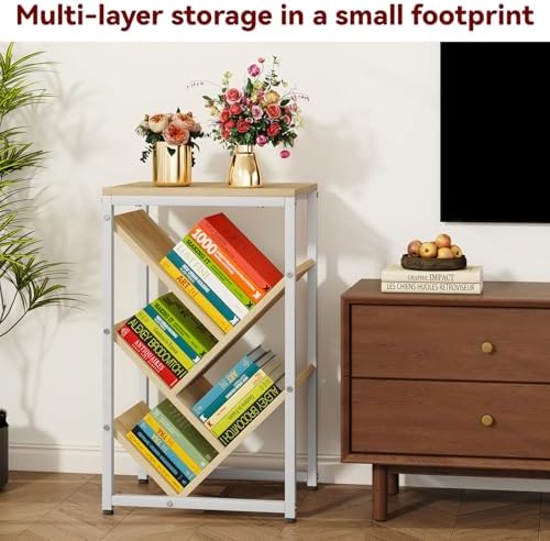 IBUYKE 5 Tier Tree Bookshelf,Small Desktop Bookshelf,Natural TBC003N