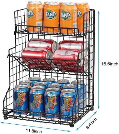 X-cosrack 3-Tier Snack Organizer Rack Bins with Adjustable Tilting Design for Pantry Storage,Metal Wire Snack Holder for