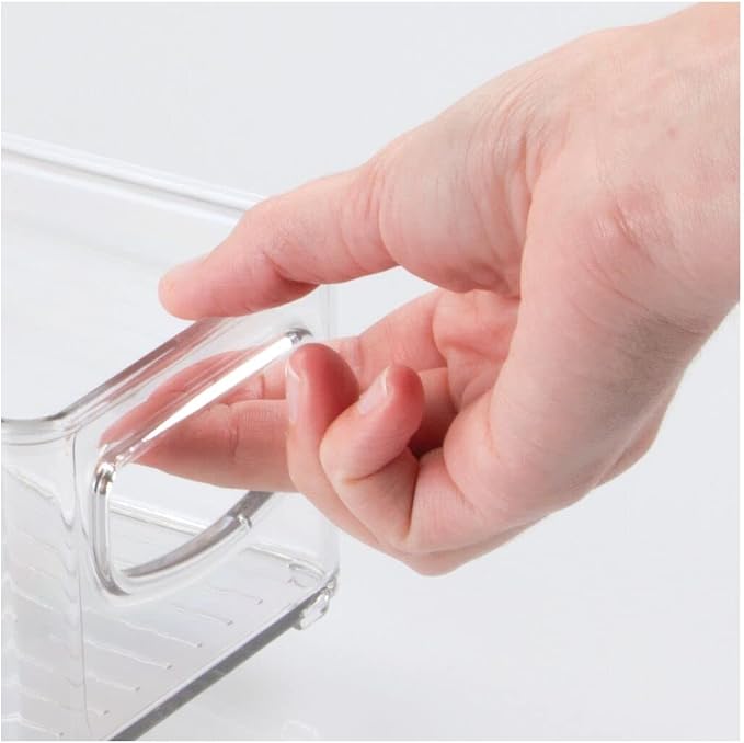 mDesign Plastic Bathroom Storage Container Bins w/ Handles - Closet, Cabinet, Vanity, Cupboard Shelf Organization, Hair Tools Accessory Organizer - Ligne Collection; Clear, 10x4x3 (Pack of 1)