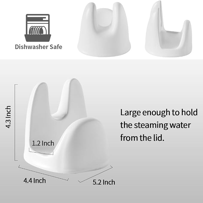 Nihow Ceramic Pot Lid Holder While Cooking for Kitchen Counter/Stove Top | Catch Water & Oil Drips,Stable & Secure,Heat Resistant,Easy to Clean & Dishwasher Safe,Space-Saving,Multi-Purpose Holder
