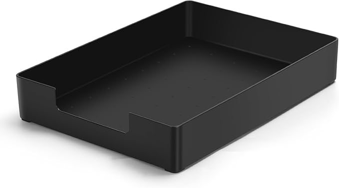 Letter-Size Tray Desk Letter Tray Paper Tray, Sturdy Heavy-Duty Plastic Printer Paper Tray, Single-Tier Stackable File Storage Organizer for Office Home (Black)