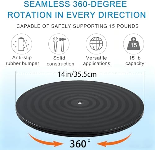 1 Pack 14 Inch Lazy Susan Turntable Heavy Duty Rotating Platform Smooth 360 Swivel for Tabletop, Monitor, Crafts, and TV