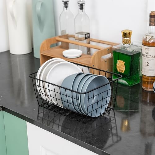 JUNCHU CHERRY Wire Kitchen Storage Basket 4 Packs,Perfect Pantry Organization Accessories Basket,Laundry Baskets,Counter