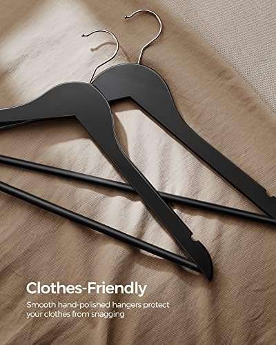 SONGMICS Wooden Hangers, 20-Pack Wood Hangers with Non-Slip Pants Bar